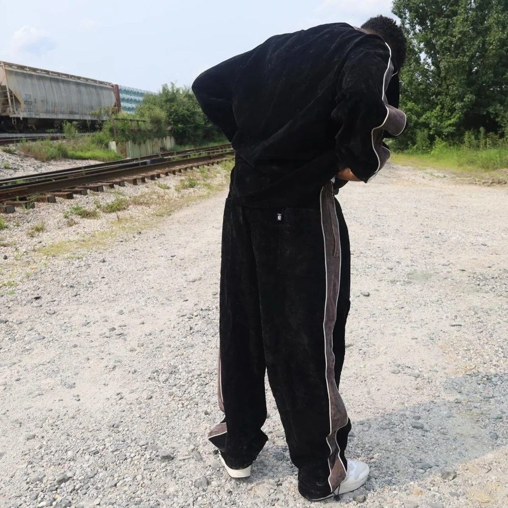 Men's Black and Gray Track Pants - Picture 6 of 8